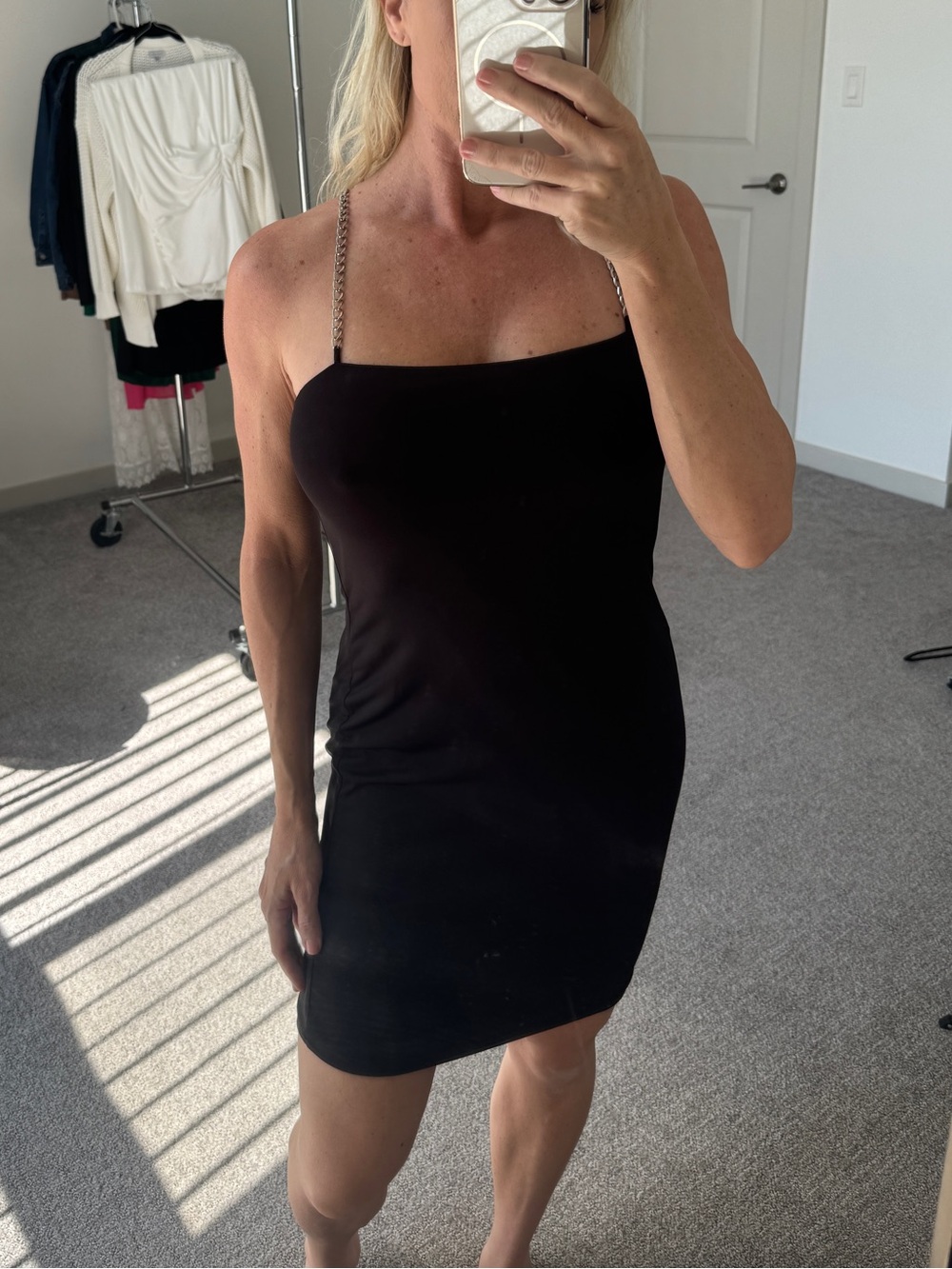 Heart Hips Black Mini Dress with Chain Straps Medium